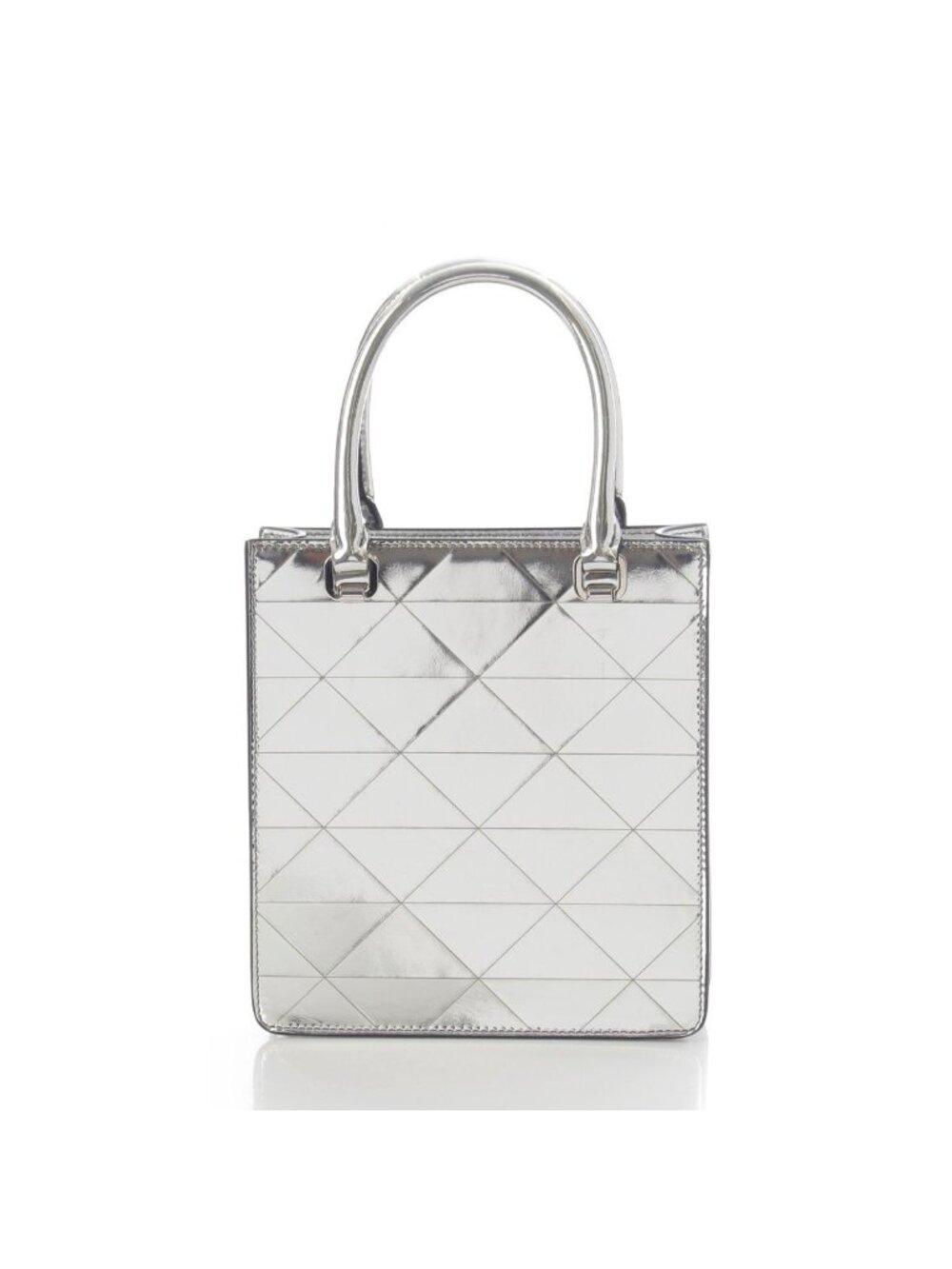 Prada Leather Triangle Logo Mini Chain Shoulder Bag Silver - Picture 5 of 10